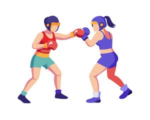 2 women boxer in action