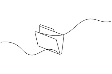 Obraz premium Folder icon continuous one line art drawing of business record file vector illustration