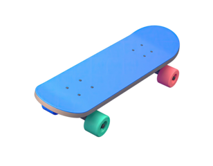 3D rendered illustration of a pastel skateboard on a dark background