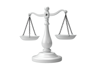 White balance scales with two trays, a central pillar, and a black background