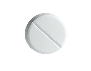 Isolated white round pill, with a diagonal score line, against a black backdrop