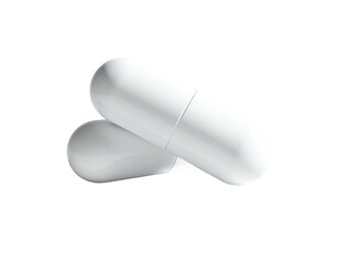 Two white capsule-shaped objects, overlapping on a black background