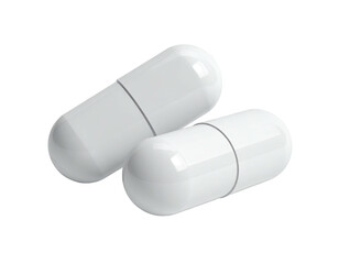 Two white oval-shaped capsules with faint dividing lines sit on a dark background