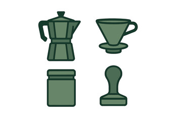 Various coffee making tools for brewing the perfect cup of coffee at home