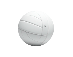 A pristine white volleyball floats against a stark black background, perfect