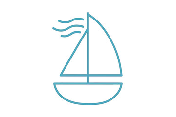 Sailboat outline with gentle waves indicates calm waters and a pleasant day for sailing under blue skies