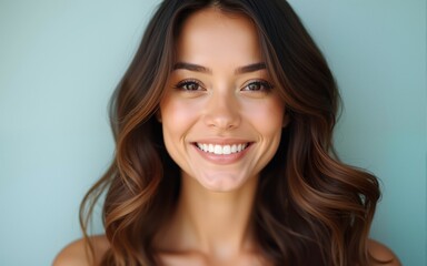 Beautiful smiling young women with healthy shiny long hair. High quality