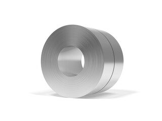 Cold rolled strip steel isolated on white background. 3d illustration.