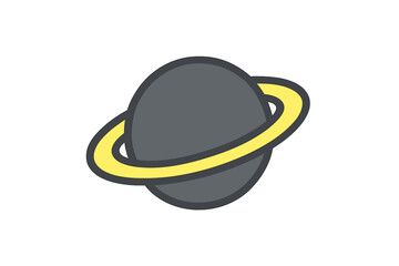 Abstract depiction of a distant planet with a distinctive orbital ring system