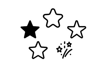 Group of stars around sparkling bursts creating a festive and cheerful atmosphere for celebration