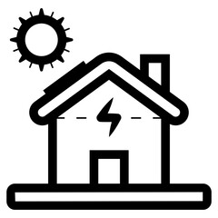 house electricity powered with solar energy icon