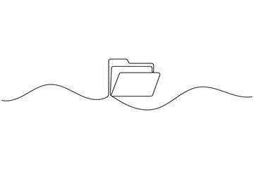 Obraz premium Folder icon continuous one line art drawing of business record file vector illustration