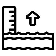 high tide sea with gauge icon
