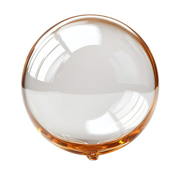 Round white bubble with gold rim isolated on transparent background
