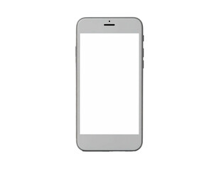 Gray smartphone with a bright white screen, centered against a stark black background