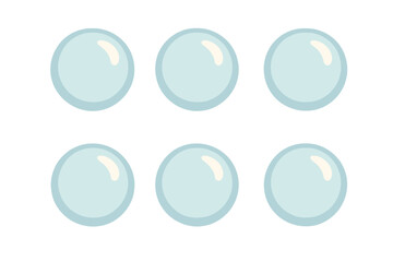 Bubbles of various sizes arranged in a six-grid pattern on a light background for artistic or design purposes