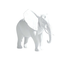 Fototapeta premium A stark white elephant statue isolated against a solid black background