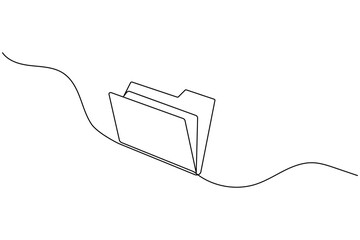 Obraz premium Folder icon continuous one line art drawing of business record file vector illustration