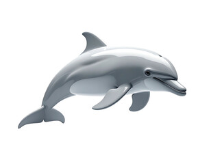 Obraz premium A sleek, grey dolphin, rendered in detail, against a black background