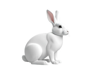 Obraz premium Realistic rendering of a white rabbit, side profile, against a stark black backdrop