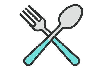Fototapeta premium Crossed fork and spoon icon representing dining, restaurant, or kitchen utensils