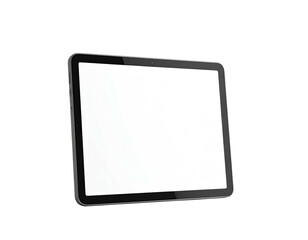 Modern tablet with a blank white screen, angled against a black background