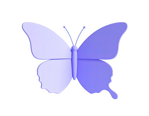 A stylized, 3D lavender butterfly icon rendered against a stark black backdrop