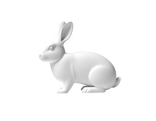 Obraz premium A solid white rabbit figurine, standing in profile against a black background