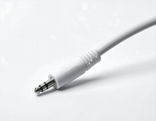 White Audio Cable Jack Close-up.