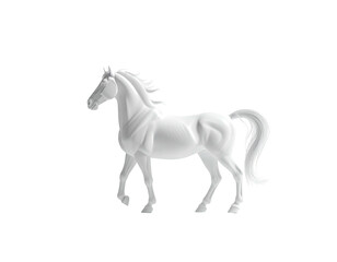 Obraz premium A stark white horse figurine, finely detailed against a pure black background