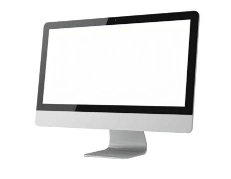 Sleek, modern desktop computer monitor with a blank white screen