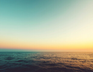 Obraz premium Ocean Horizon with Warm Sunset Gradient Sky – Minimalist Scenic Seascape Background
