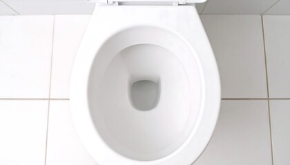 Overhead View of Clean White Toilet Bowl in Bathroom Setting