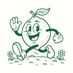 Happy Cartoon Lemon Character Vector Illustration Walking In Nature