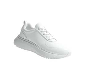 3D rendered, white, futuristic-looking sneaker on a black background