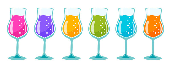 set of bright colorful glasses, perfect for festive occasions and celebrations