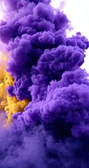 Naklejka premium Purple and gold smoke cloud billowing upwards