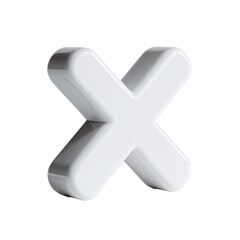 Obraz premium A three-dimensional, off-white letter X, rendered with a slightly glossy, inflated appearance, set against a black background