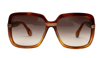 Oversized tortoiseshell sunglasses isolated on transparent background