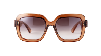 Brown oversized square sunglasses isolated on transparent background