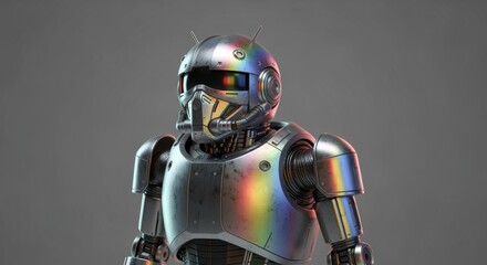 Futuristic Robot Pilot with Iridescent Armor