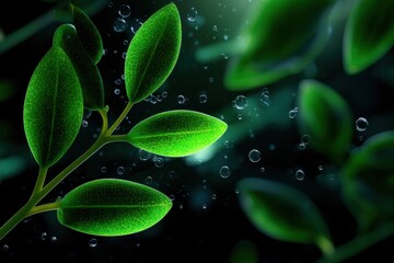 Lush Green Leaf Adorned with Sparkling Water Droplets Glimmering in Natural Light Capturing the Essence of Freshness and Vitality in Nature