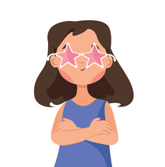 vector image of a girl in funny glasses