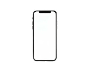 Modern, rectangular smartphone with a bright white screen, isolated on black