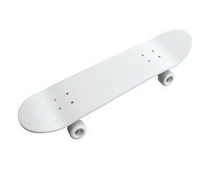 White skateboard on a black background, angled slightly up. Minimalist design