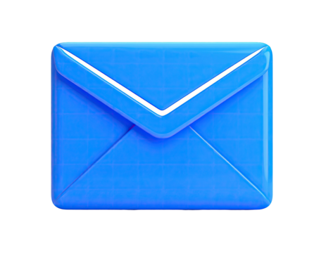 A bright blue, 3D-rendered envelope icon with a white outline and grid texture