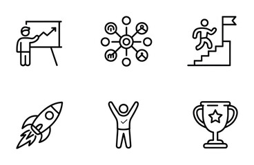 Achievement success leadership motivation award progress icon set