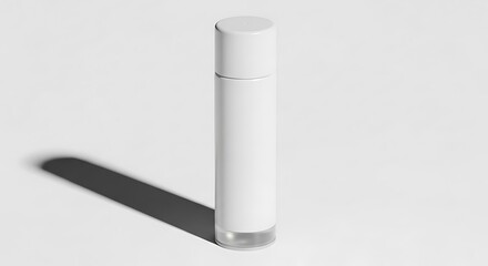 A white cosmetic bottle with a clear base isolated on white background