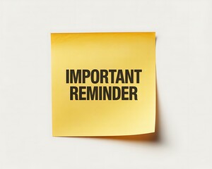 Yellow sticky note with black text important reminder message for offices and homes