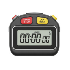 Stopwatch isolated PNG, digital display visible. transparent background